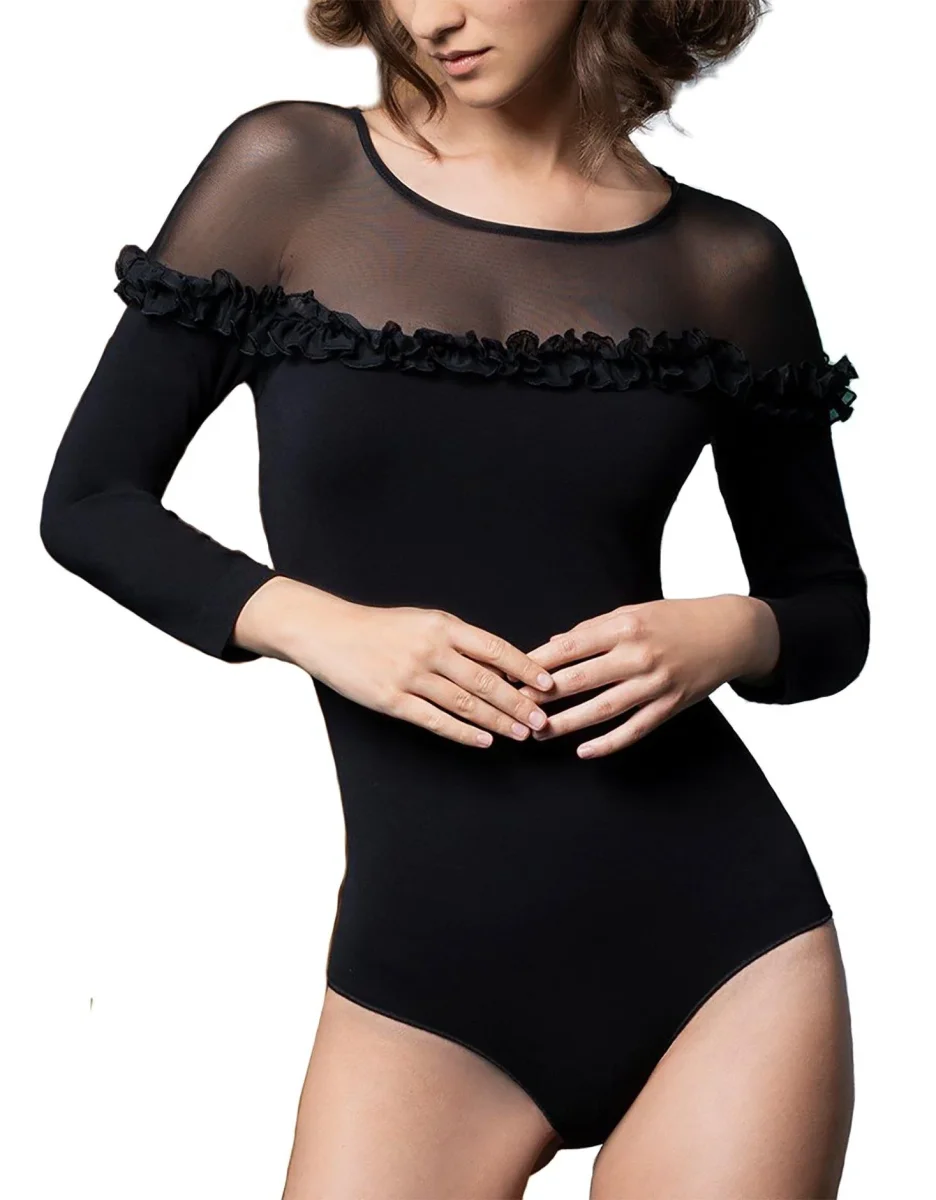 Gatta Body Nis | Langarmbody aus Viskose mit Rüschen und Tüll – Bild 6
